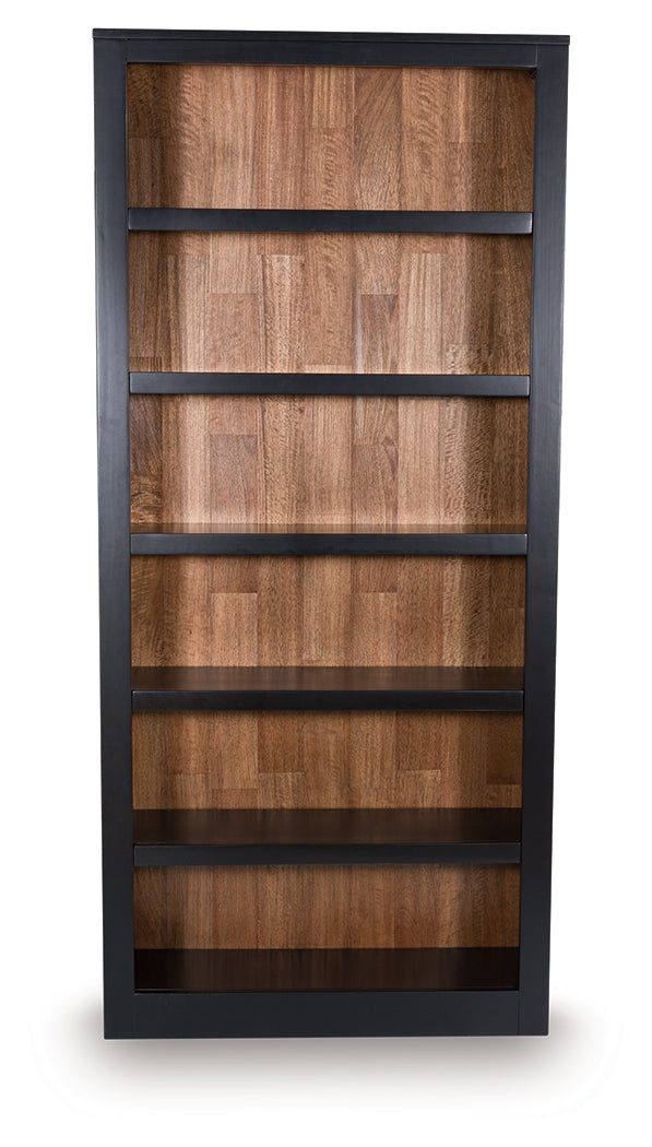 Wildenauer Brown/Black 75" Bookcase by Ashley at Eve Furniture