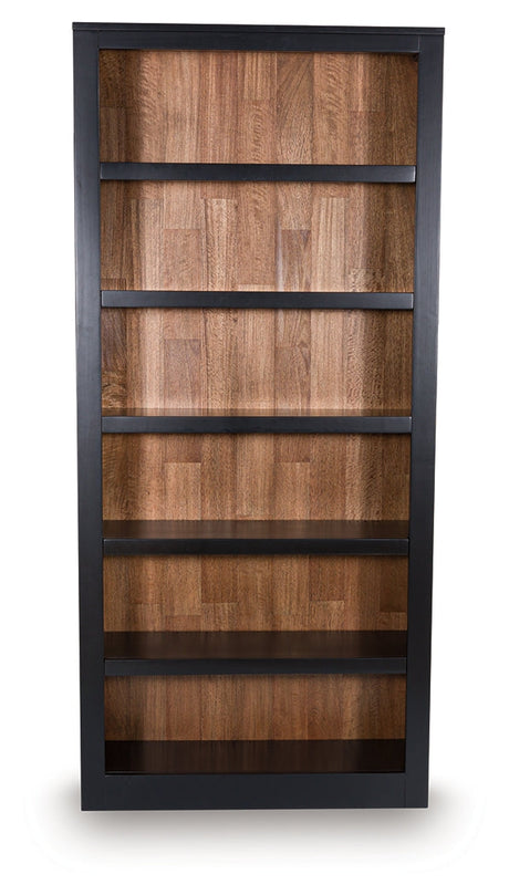 Wildenauer Brown/Black 75" Bookcase by Ashley at Eve Furniture