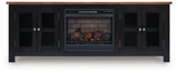 Wildenauer Brown/Black 76" TV Stand with Electric Fireplace by Ashley at Eve Furniture