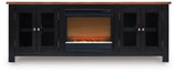 Wildenauer Brown/Black 76" TV Stand with Electric Fireplace by Ashley at Eve Furniture