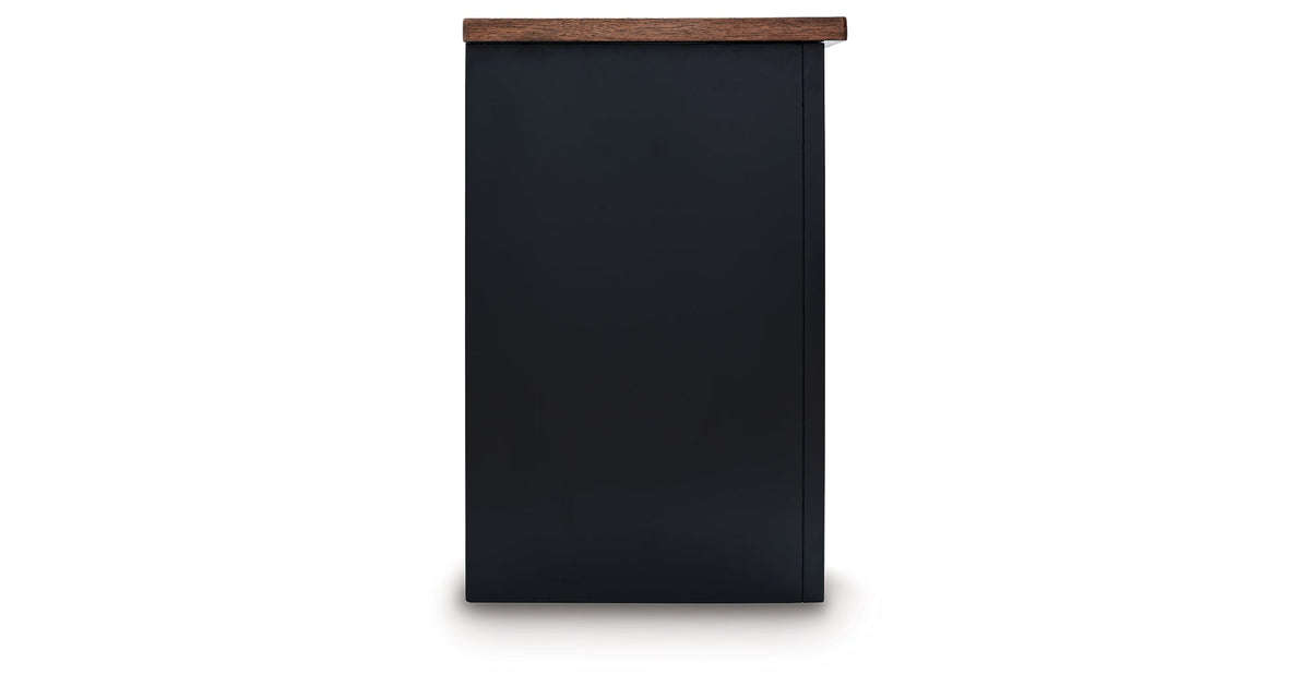 Wildenauer Brown/Black 76" TV Stand with Electric Fireplace by Ashley at Eve Furniture