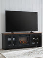 Wildenauer Brown/Black 76" TV Stand with Electric Fireplace by Ashley at Eve Furniture