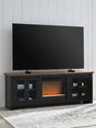 Wildenauer Brown/Black 76" TV Stand with Electric Fireplace by Ashley at Eve Furniture