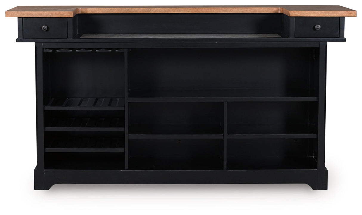 Wildenauer Brown/Black 78" Bar by Ashley at Eve Furniture