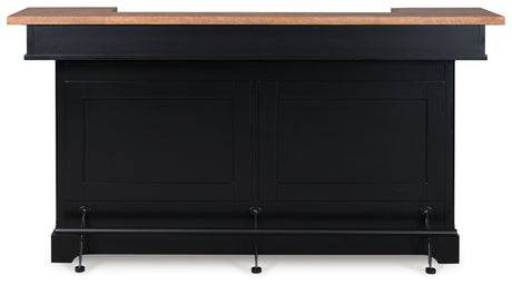 Wildenauer Brown/Black 78" Bar by Ashley at Eve Furniture
