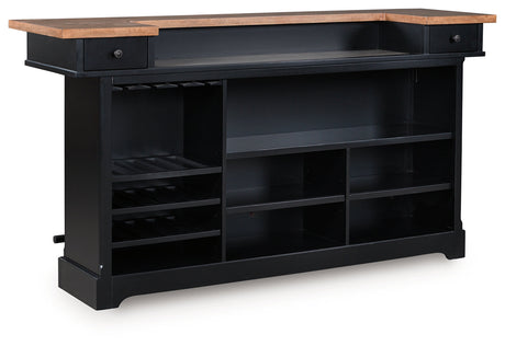 Wildenauer Brown/Black 78" Bar by Ashley at Eve Furniture
