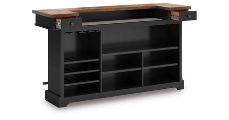 Wildenauer Brown/Black Bar Table and 2 Barstools by Ashley at Eve Furniture