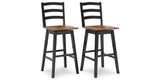 Wildenauer Brown/Black Bar Table and 2 Barstools by Ashley at Eve Furniture