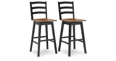 Wildenauer Brown/Black Bar Table and 2 Barstools by Ashley at Eve Furniture