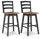 Wildenauer Brown/Black Bar Table and 2 Barstools by Ashley at Eve Furniture