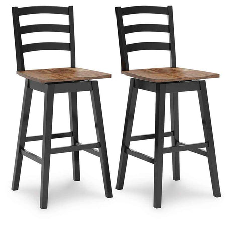 Wildenauer Brown/Black Bar Table and 2 Barstools by Ashley at Eve Furniture