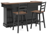 Wildenauer Brown/Black Bar Table and 2 Barstools by Ashley at Eve Furniture