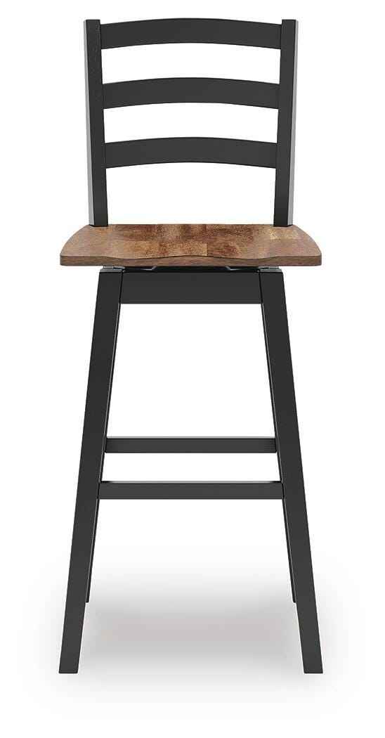 Wildenauer Brown/Black Bar Table and 2 Barstools by Ashley at Eve Furniture