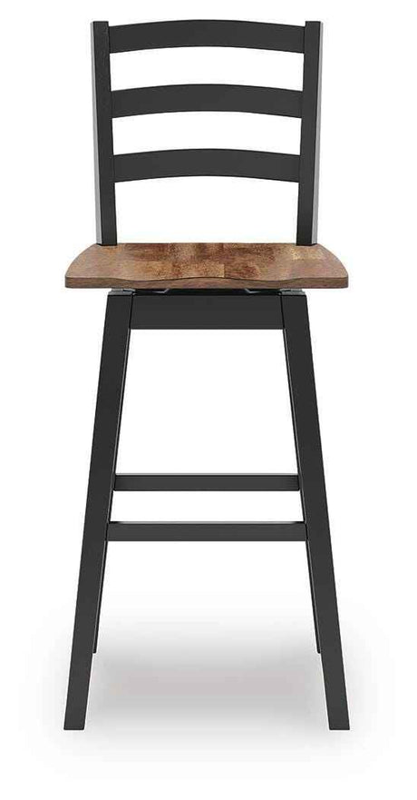 Wildenauer Brown/Black Bar Table and 2 Barstools by Ashley at Eve Furniture