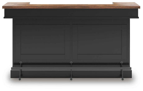 Wildenauer Brown/Black Bar Table and 2 Barstools by Ashley at Eve Furniture