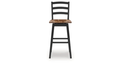 Wildenauer Brown/Black Bar Table and 2 Barstools by Ashley at Eve Furniture