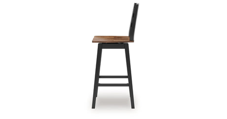 Wildenauer Brown/Black Bar Table and 2 Barstools by Ashley at Eve Furniture