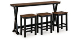 Wildenauer Brown/Black Counter Height Dining Table and 3 Barstools Set by Ashley at Eve Furniture