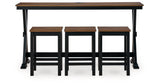 Wildenauer Brown/Black Counter Height Dining Table and 3 Barstools Set by Ashley at Eve Furniture
