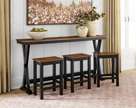 Wildenauer Brown/Black Counter Height Dining Table and 3 Barstools Set by Ashley at Eve Furniture