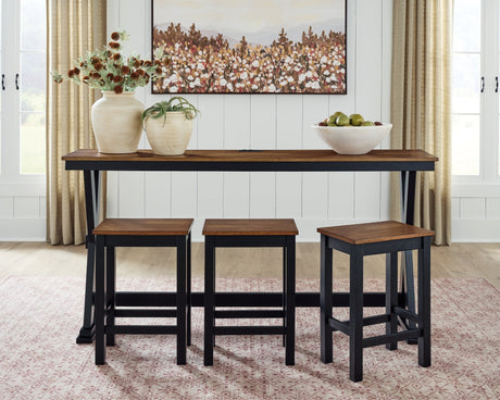 Wildenauer Brown/Black Counter Height Dining Table and 3 Barstools Set by Ashley at Eve Furniture