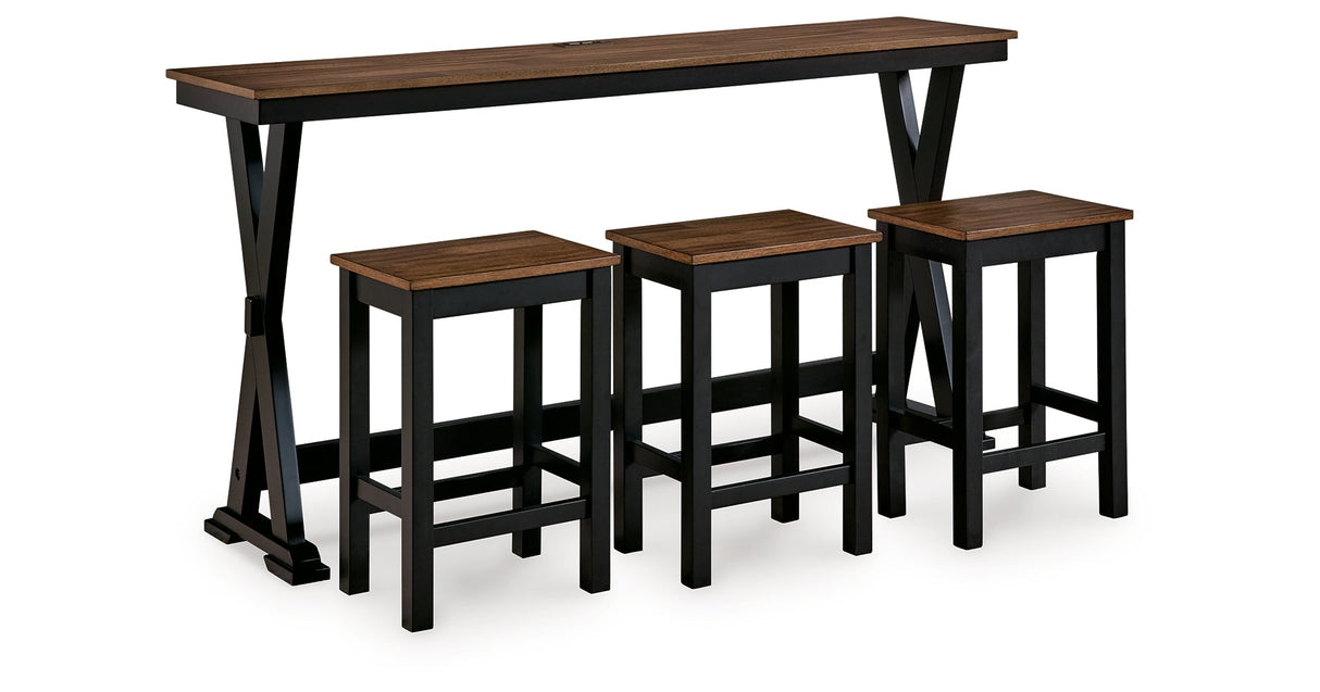 Wildenauer Brown/Black Counter Height Dining Table and 3 Barstools Set by ASHLEY FURNITURE at Eve Furniture