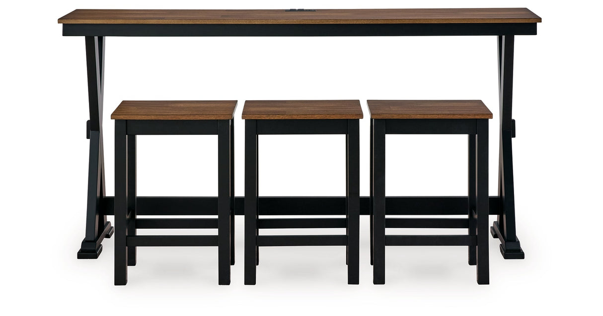 Wildenauer Brown/Black Counter Height Dining Table and 3 Barstools Set by ASHLEY FURNITURE at Eve Furniture