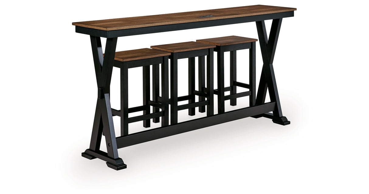 Wildenauer Brown/Black Counter Height Dining Table and 3 Barstools Set by ASHLEY FURNITURE at Eve Furniture
