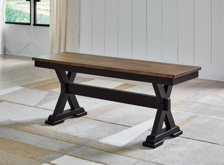 Wildenauer Brown/Black Dining Table and 2 Chairs and Bench by Ashley at Eve Furniture