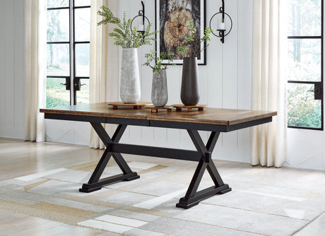 Wildenauer Brown/Black Dining Table and 2 Chairs and Bench by Ashley at Eve Furniture