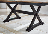 Wildenauer Brown/Black Dining Table and 2 Chairs and Bench by Ashley at Eve Furniture