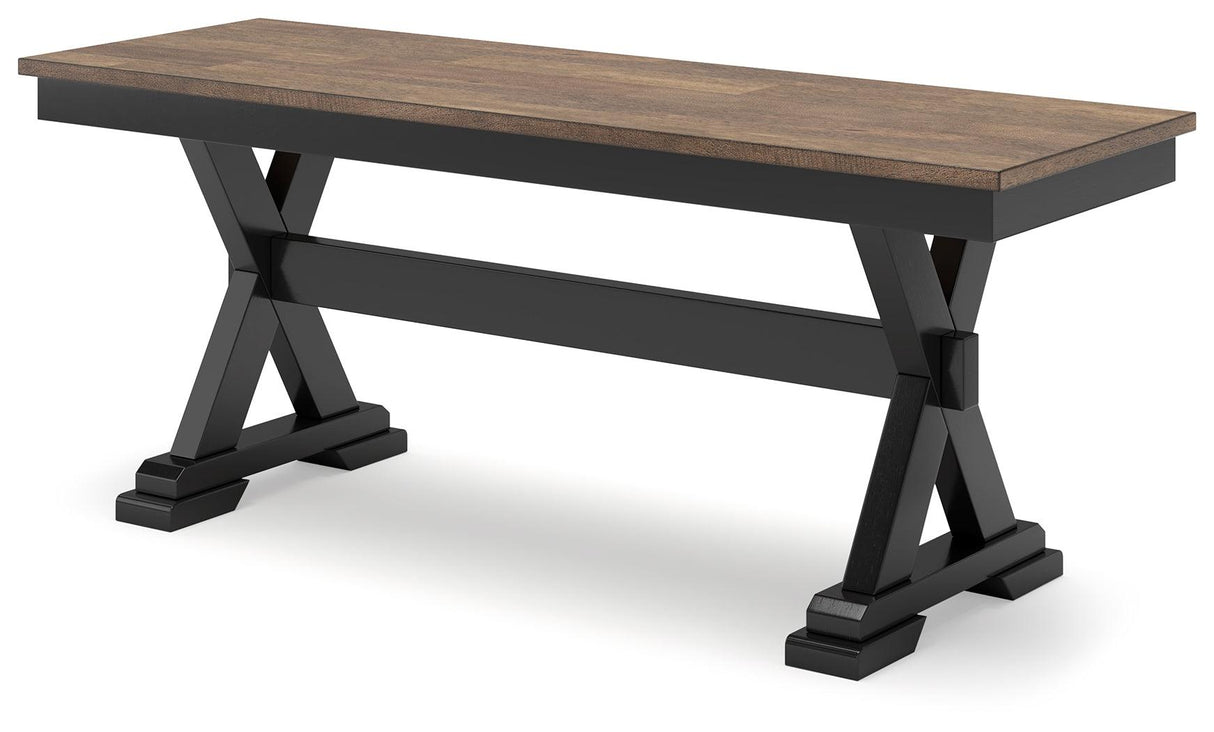 Wildenauer Brown/Black Dining Table and 2 Chairs and Bench by Ashley at Eve Furniture