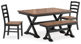 Wildenauer Brown/Black Dining Table and 2 Chairs and Bench by Ashley at Eve Furniture