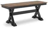 Wildenauer Brown/Black Dining Table and 2 Chairs and Bench by Ashley at Eve Furniture