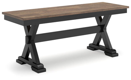 Wildenauer Brown/Black Dining Table and 2 Chairs and Bench by Ashley at Eve Furniture