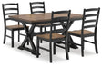 Wildenauer Brown/Black Dining Table and 4 Chairs by Ashley at Eve Furniture