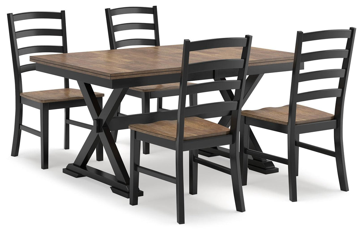 Wildenauer Brown/Black Dining Table and 4 Chairs by Ashley at Eve Furniture