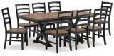 Wildenauer Brown/Black Dining Table and 8 Chairs by Ashley at Eve Furniture