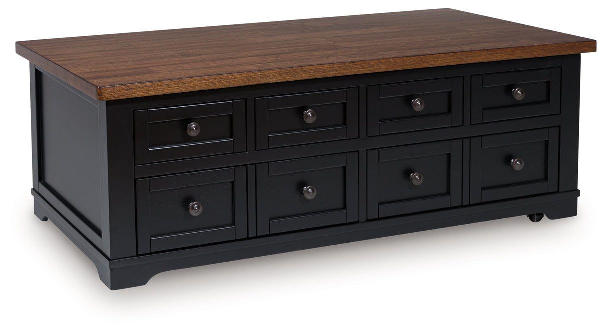 Wildenauer Brown/Black Lift-Top Coffee Table by Ashley at Eve Furniture