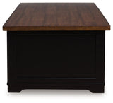 Wildenauer Brown/Black Lift-Top Coffee Table by Ashley at Eve Furniture