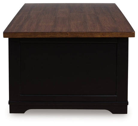 Wildenauer Brown/Black Lift-Top Coffee Table by Ashley at Eve Furniture