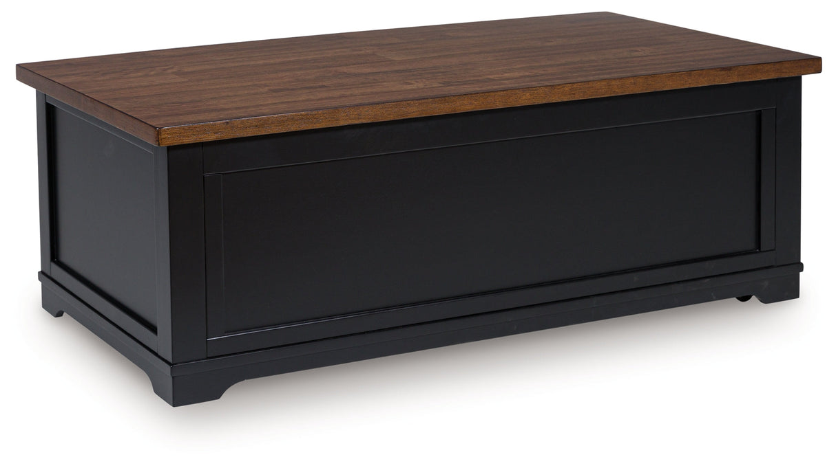 Wildenauer Brown/Black Lift-Top Coffee Table by Ashley at Eve Furniture