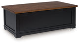 Wildenauer Brown/Black Lift-Top Coffee Table by Ashley at Eve Furniture