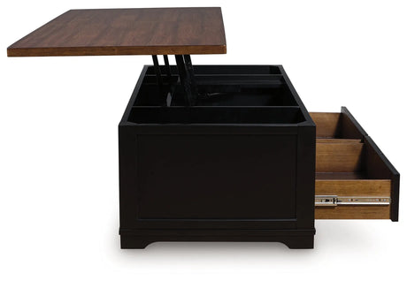Wildenauer Brown/Black Lift-Top Coffee Table by Ashley at Eve Furniture