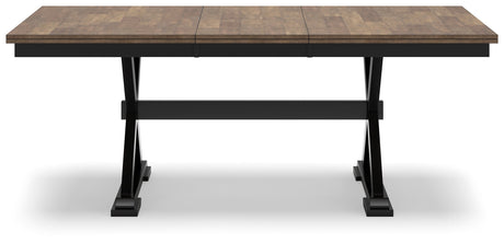 Wildenauer Dining Table and 6 Chairs and Bench in Brown/Black by Ashley at Eve Furniture