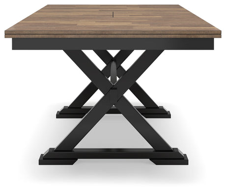 Wildenauer Dining Table and 6 Chairs and Bench in Brown/Black by Ashley at Eve Furniture