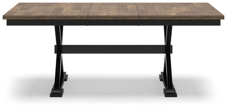 Wildenauer Dining Table and 6 Chairs and Bench in Brown/Black by Ashley at Eve Furniture