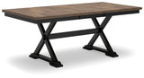 Wildenauer Dining Table and 6 Chairs and Bench in Brown/Black by Ashley at Eve Furniture