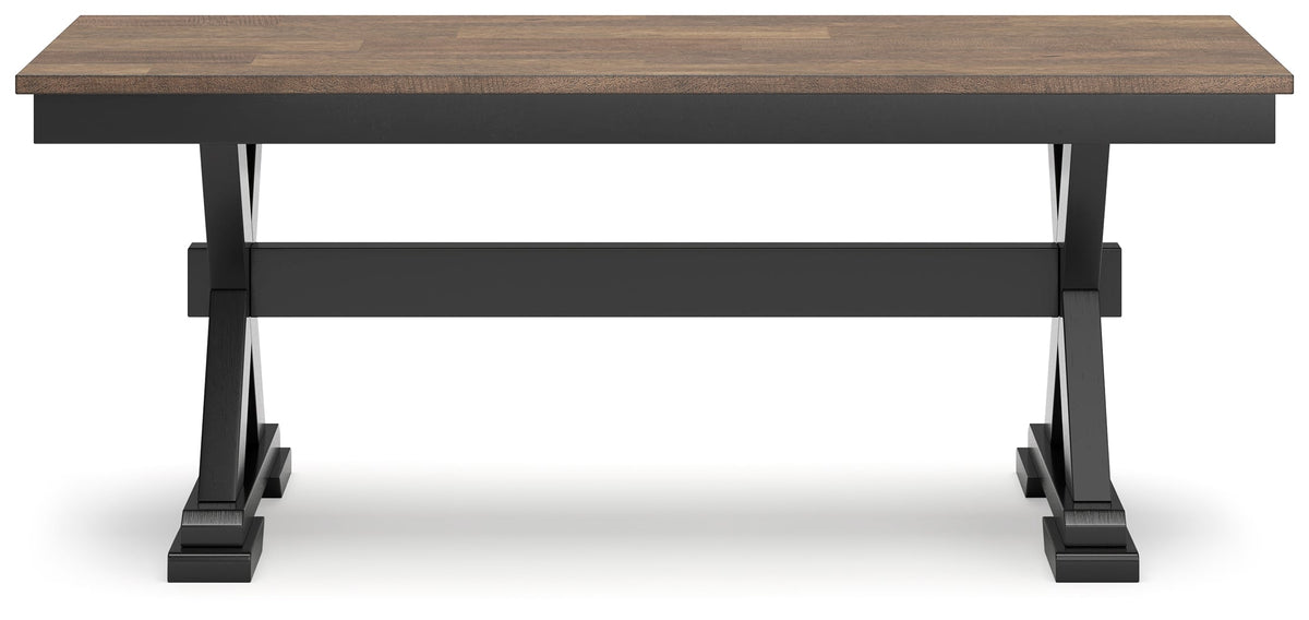 Wildenauer Dining Table and 6 Chairs and Bench in Brown/Black by Ashley at Eve Furniture