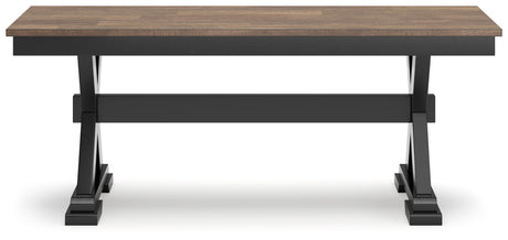 Wildenauer Dining Table and 6 Chairs and Bench in Brown/Black by Ashley at Eve Furniture